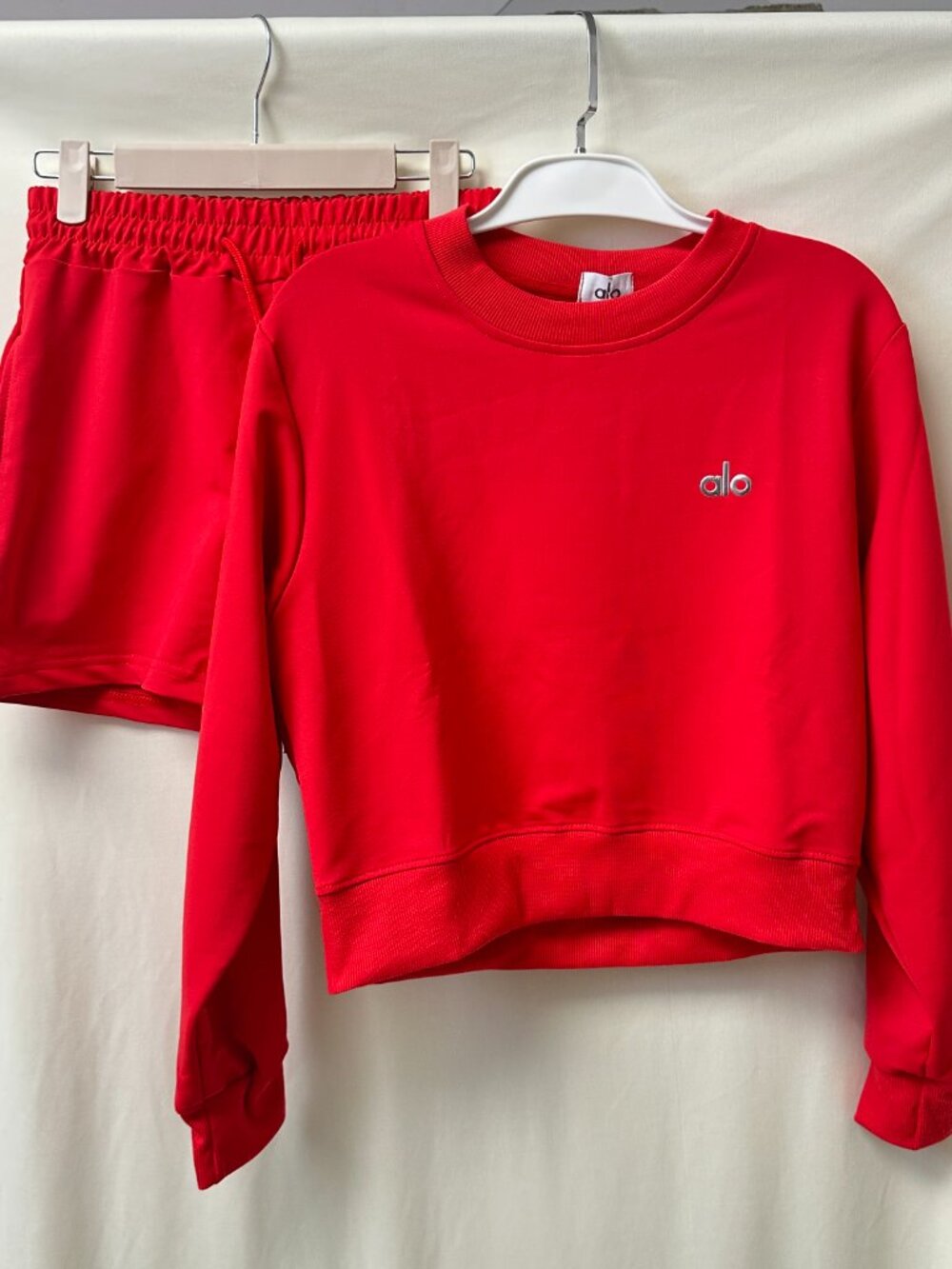 ALO Red Long-Sleeve Top and Shorts Set — Size M - Picture 2 of 3